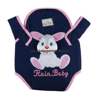 Tılmaç Tavşan Desenli 3-12 kg Kapasiteli Her Yöne Yenidoğan Kanguru Pembe - Gri