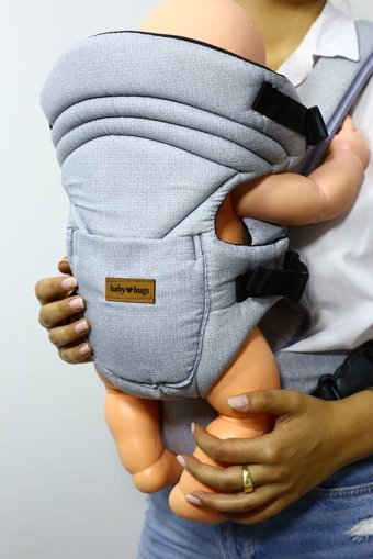Baby Hugs Zero Plus Bel Destekli 3-12 kg Kapasiteli Oturaklı Her Yöne Kanguru Gri