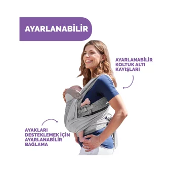 Chicco Adjust Comfyfit 3.5-15 kg Kapasiteli Oturaklı Kanguru Gri