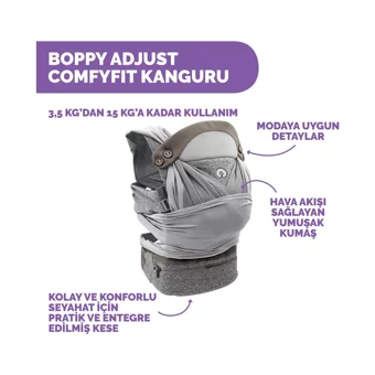 Chicco Adjust Comfyfit 3.5-15 kg Kapasiteli Oturaklı Kanguru Gri