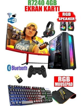 Dmc N11X Harici Radeon R7 240 Intel Core i5 3470 16 GB Ram 1 TB HDD + 256 GB SSD Tower FreeDos 23.8 inç Monitörlü Masaüstü Bilgisayar