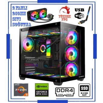 Zeiron KİNG X12 Harici GeForce RTX 3050 AMD Ryzen 5 5600X 32 GB Ram 1 TB HDD + 256 GB SSD Tower FreeDos Masaüstü Bilgisayar