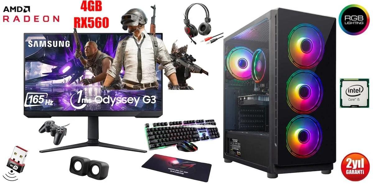 Hilal Gaming Harici Radeon RX 560 Intel Core i5 3470 16 GB Ram 256 GB SSD Tower FreeDos 27 inç Monitörlü Masaüstü Bilgisayar