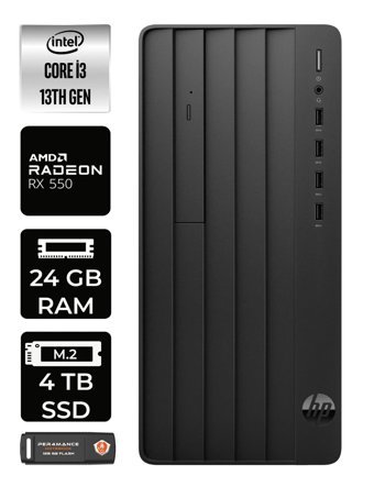 HP Pro Tower 290 G9 8T2X0ES Harici Radeon RX 550 Intel Core i3 13100 24 GB Ram 4 TB SSD Tower FreeDos Masaüstü Bilgisayar + PER4 BELLEK
