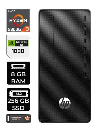 HP 295 G9 6D391EA Harici GeForce GT 1030 AMD Ryzen 3 5300G 8 GB Ram 256 GB SSD Tower FreeDos Masaüstü Bilgisayar + PER4 BELLEK