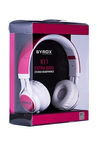 Syrox J-50 K11 3.5 mm Kablolu Kulak Üstü Kulaklık Pembe