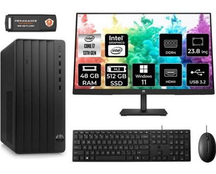 HP Pro Tower 290 G9 8T2X2ESMNT442 Dahili Intel UHD Graphics Intel Core i7 13700 48 GB Ram 512 GB SSD Tower Windows 11 Pro 23.8 inç Monitörlü Masaüstü Bilgisayar + PER4 BELLEK