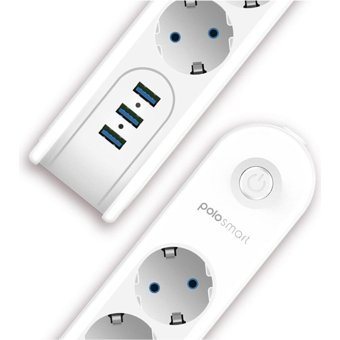 Polosmart Mp09 3'lü Soket 2 metre 3'lü USB Kablolu Çiftli Akım Korumalı Priz