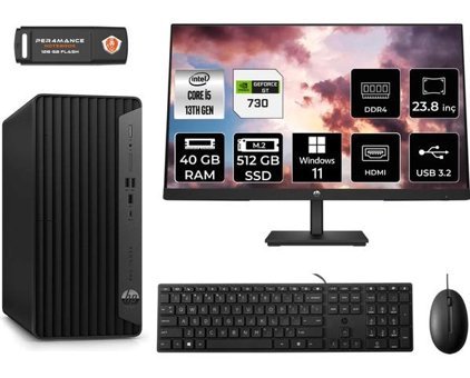 HP Pro Tower 290 G9 8T2W9ESMNT2437 Harici GeForce GT 730 4 GB Intel Core i5 13500 40 GB Ram 512 GB SSD Tower Windows 11 Pro 23.8 inç Monitörlü Masaüstü Bilgisayar + PER4 BELLEK