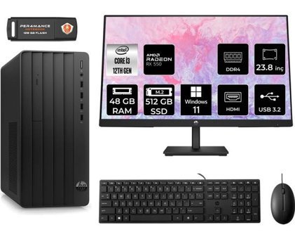 HP Pro Tower 290 G9 6D3A1EAMNT1392 Harici Radeon RX 550 Intel Core i3 12100 48 GB Ram 548 GB SSD Tower Windows 11 Home 23.8 inç Monitörlü Masaüstü Bilgisayar + PER4 BELLEK