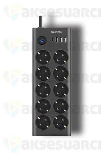 Fulltech Ftr-14 10'lu Soket 1.4 metre 3'lü USB Kablolu Çiftli Akım Korumalı Priz