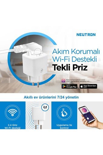 Neutron Ntl-Sw01 Tekli Soket Kablosuz Tekli Akım Korumalı Priz