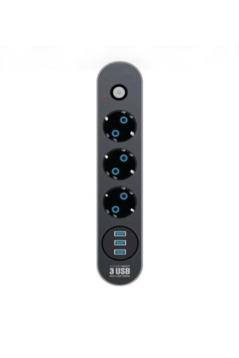 PREO Sım 28 3'lü Soket 2 metre 3'lü USB Kablolu Çiftli Akım Korumalı Priz