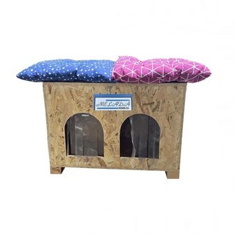 Melada 51x41x35 cm Dikdörtgen Su Geçirmez Dış Mekan Kedi Evi Ahşap Rengi