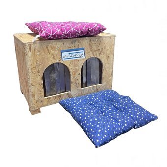 Melada 51x41x35 cm Dikdörtgen Su Geçirmez Dış Mekan Kedi Evi Ahşap Rengi