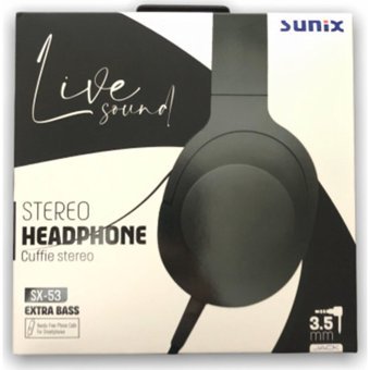 Sunix SX-53 3.5 mm Gürültü Önleyici Mikrofonlu Kablolu Kulak Üstü Kulaklık Siyah