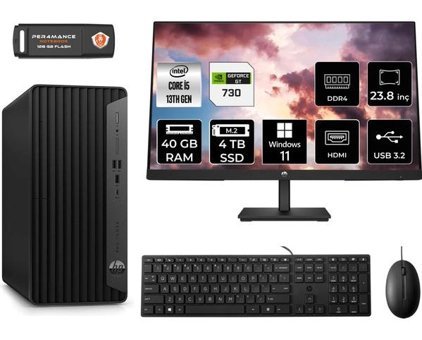HP Pro Tower 290 G9 8T2W9ESMNT2440 Harici GeForce GT 730 4 GB Intel Core i5 13500 40 GB Ram 4 TB SSD Tower Windows 11 Pro 23.8 inç Monitörlü Masaüstü Bilgisayar + PER4 BELLEK