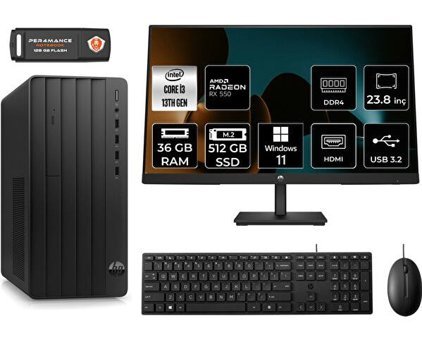 HP Pro Tower 290 G9 8T2X0ESMNT1432 Harici Radeon RX 550 Intel Core i3 13100 36 GB Ram 512 GB SSD Tower Windows 11 Pro 23.8 inç Monitörlü Masaüstü Bilgisayar + PER4 BELLEK