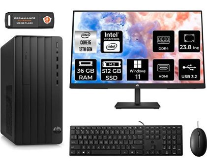 HP Pro Tower 290 G9 6D3A5EAMNT382 Dahili Intel UHD Graphics Intel Core i5 12500 36 GB Ram 512 GB SSD Tower Windows 11 Home 23.8 inç Monitörlü Masaüstü Bilgisayar + PER4 BELLEK