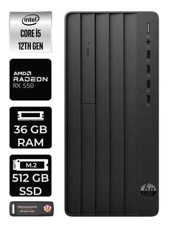 HP Pro Tower 290 G9 6D3A5EA Harici Radeon RX 550 Intel Core i5 12500 36 GB Ram 512 GB SSD Tower FreeDos Masaüstü Bilgisayar + PER4 BELLEK