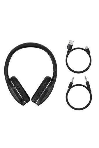 Baseus D02 Bluetooth Gürültü Önleyici Mikrofonlu Kablosuz Kulak Üstü Kulaklık Siyah