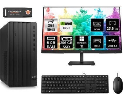 HP Pro Tower 290 G9 T2X1ESMNT4351 Harici GeForce GTX 1650 Intel Core i7 13700 8 GB Ram 256 GB SSD Tower Windows 11 Home 23.8 inç Monitörlü Masaüstü Bilgisayar + PER4 BELLEK