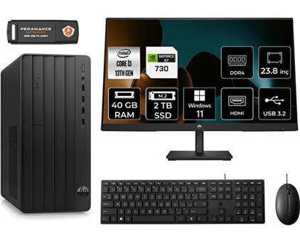 HP Pro Tower 290 G9 8T2X0ESMNT2389 Harici GeForce GT 730 4 GB Intel Core i3 13100 40 GB Ram 2 TB SSD Tower Windows 11 Home 23.8 inç Monitörlü Masaüstü Bilgisayar + PER4 BELLEK