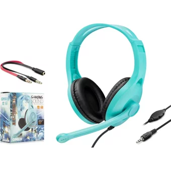 Hadron GM-039 3.5 mm Mikrofonlu Kablolu Oyuncu Kulak Üstü Kulaklık Turkuaz