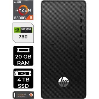HP 295 G9 6D391EAP420 Harici GeForce GT 730 4 GB AMD Ryzen 3 5300G 20 GB Ram 4 TB SSD Tower Windows 11 Pro Masaüstü Bilgisayar + PER4 BELLEK
