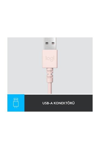 logitech H390 USB Type A Mikrofonlu Kablolu Kulak Üstü Kulaklık Pembe