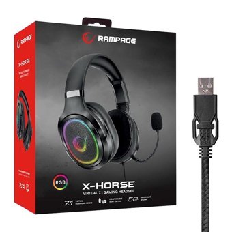 Rampage RX6 X-HORSE USB Type C Gürültü Önleyici Mikrofonlu Kablolu Oyuncu Kulak Üstü Kulaklık Siyah