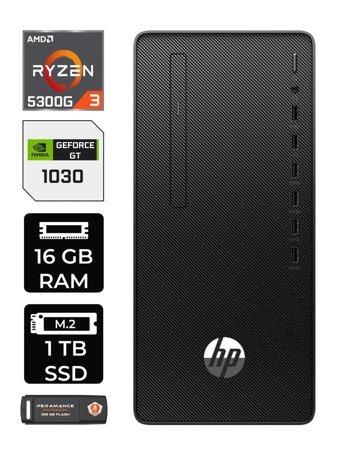 HP 295 G9 6D391EA Harici GeForce GT 1030 AMD Ryzen 3 5300G 16 GB Ram 1 TB SSD Tower Windows 11 Pro Masaüstü Bilgisayar + PER4 BELLEK