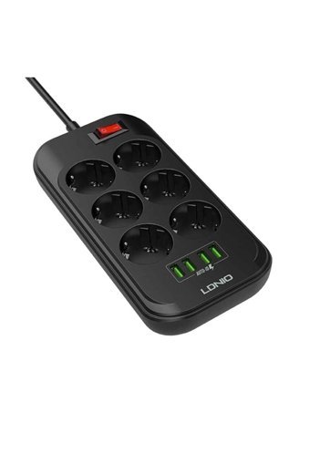 Ldnio Se6403 3'lü Soket 2 metre 6'lı USB Kablolu Çiftli Akım Korumalı Priz