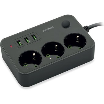 Polosmart Mp08 3'lü Soket 2 metre 3'lü USB Kablolu Çiftli 2500 J Akım Korumalı Priz