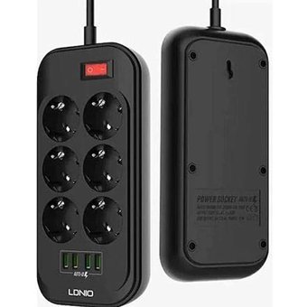 Berlin Shop Se-6403 6'lı Soket 2 metre 4'lü USB Kablolu Çiftli Akım Korumalı Priz