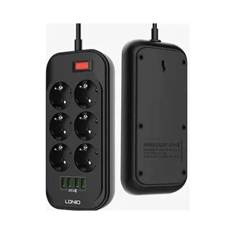 Berlin Shop Se-6403 6'lı Soket 2 metre 4'lü USB Kablolu Çiftli Akım Korumalı Priz