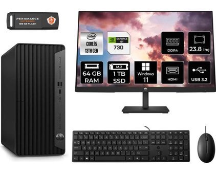 HP Pro Tower 290 G9 8T2W9ESMNT2398 Harici GeForce GT 730 4 GB Intel Core i5 13500 64 GB Ram 1 TB SSD Tower Windows 11 Home 23.8 inç Monitörlü Masaüstü Bilgisayar + PER4 BELLEK
