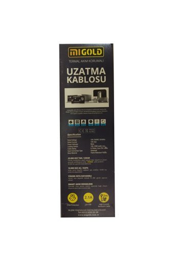 Migold Mg-103 3'lü Soket 2 metre 3'lü USB Kablolu Çiftli Akım Korumalı Priz
