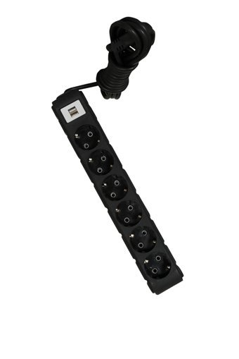Ufo Electric 6'lı Soket 3 metre 2'li USB Kablolu Tekli 2500 J Akım Korumalı Priz