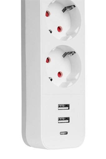 S-Link Spg03Tc 3'lü Soket 1.5 metre 2'li USB Kablolu Tekli Akım Korumalı Priz
