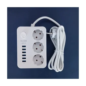 Egonex Cx-U613-W 3'lü Soket 1.6 metre 6'lı USB Kablolu Çiftli Akım Korumalı Priz