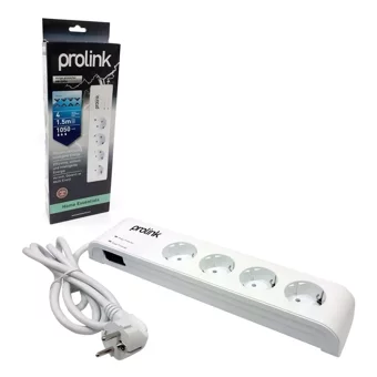 Prolink Pr-Sp04 4'lü Soket 1.5 metre Kablolu Çiftli 1050 J Akım Korumalı Priz