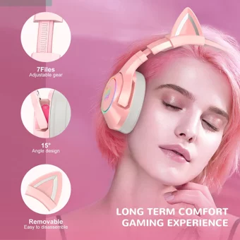 Onikuma K9 Loudhailer 3.5 mm Gürültü Önleyici Mikrofonlu Kablolu Kulak Üstü Kulaklık Pembe
