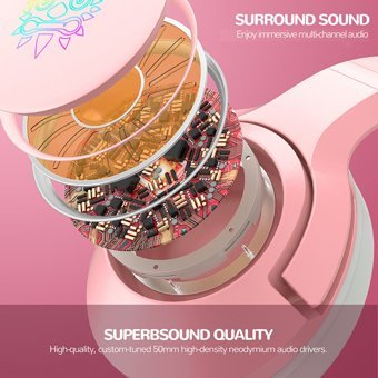 Onikuma K9 Loudhailer 3.5 mm Gürültü Önleyici Mikrofonlu Kablolu Kulak Üstü Kulaklık Pembe