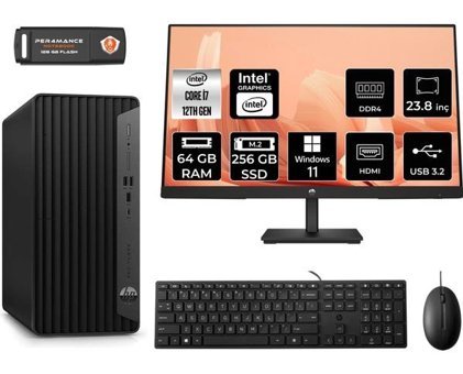 HP Pro Tower 400 G9 6U3M9EAMNT446 Dahili Intel UHD Graphics Intel Core i7 12700 64 GB Ram 256 GB SSD Tower Windows 11 Pro 23.8 inç Monitörlü Masaüstü Bilgisayar + PER4 BELLEK