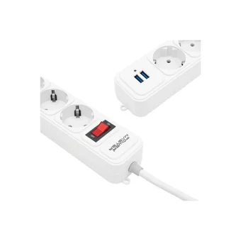 Powermaster 4'lü Soket 2 metre 2'li USB Kablolu Çiftli Akım Korumalı Priz
