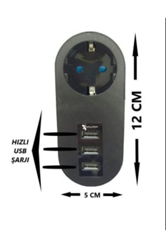 FullTech Ftr-07 Tekli Soket 3'lü USB Kablosuz Tekli Akım Korumalı Priz
