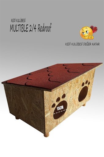 Kedigram Multible Redroof 2/4 Shingle Çatı Kaplama Dikdörtgen Su Geçirmez Dış Mekan Kedi Evi Ahşap Rengi