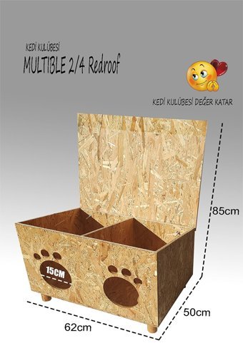 Kedigram Multible Redroof 2/4 Shingle Çatı Kaplama Dikdörtgen Su Geçirmez Dış Mekan Kedi Evi Ahşap Rengi