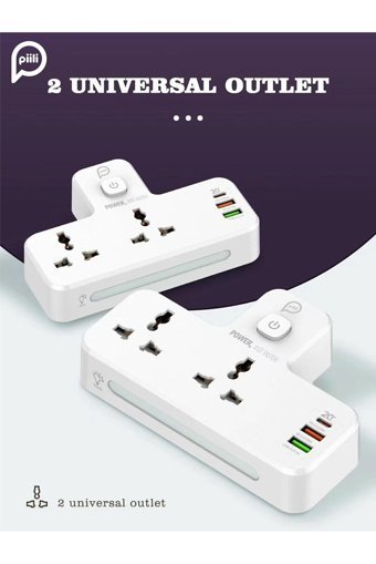 Piili Akpr 2'li Soket 2'li USB Kablosuz Çiftli Akım Korumalı Priz